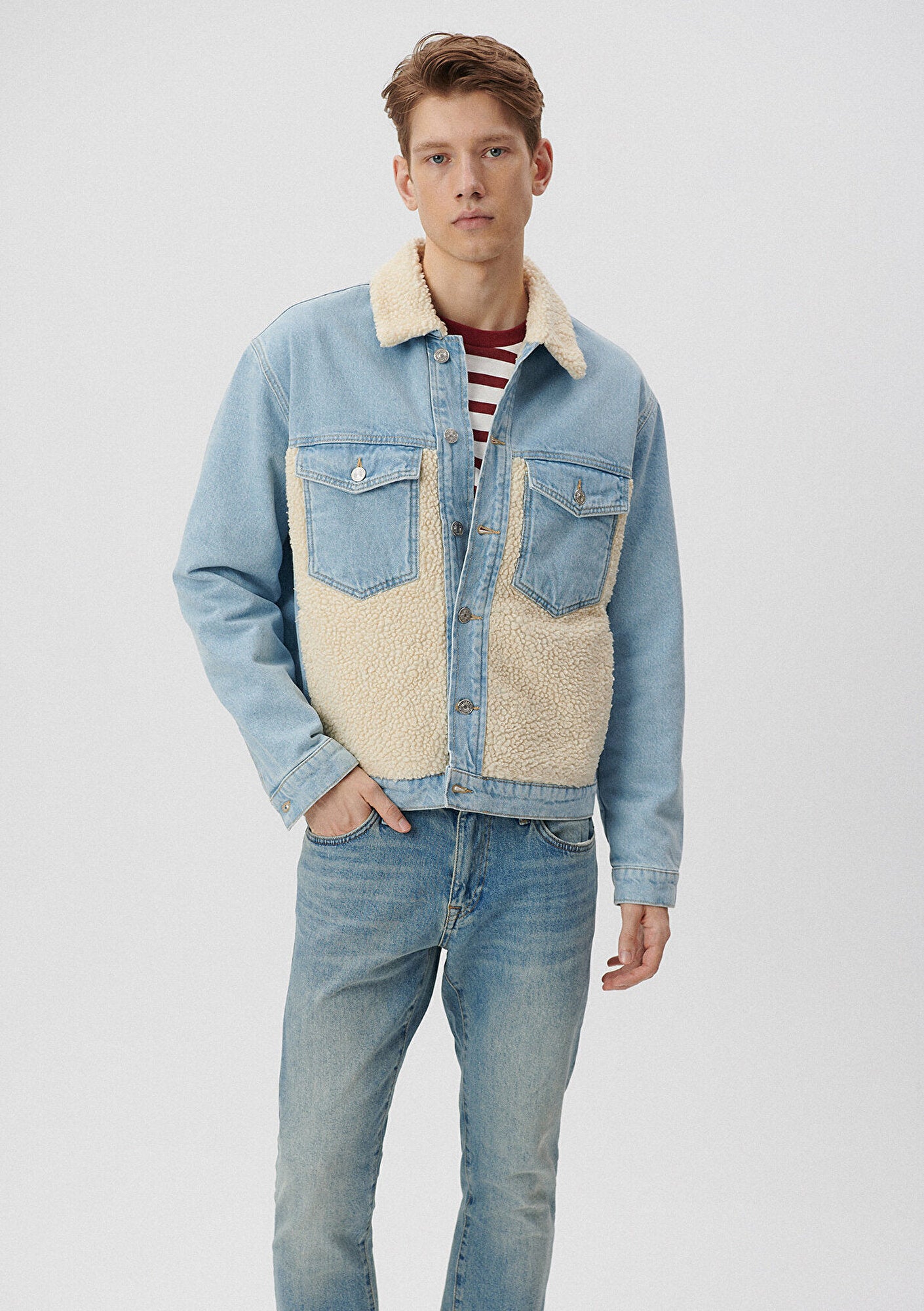 Dexter Blue Sherpa Jean Jacket Mavi