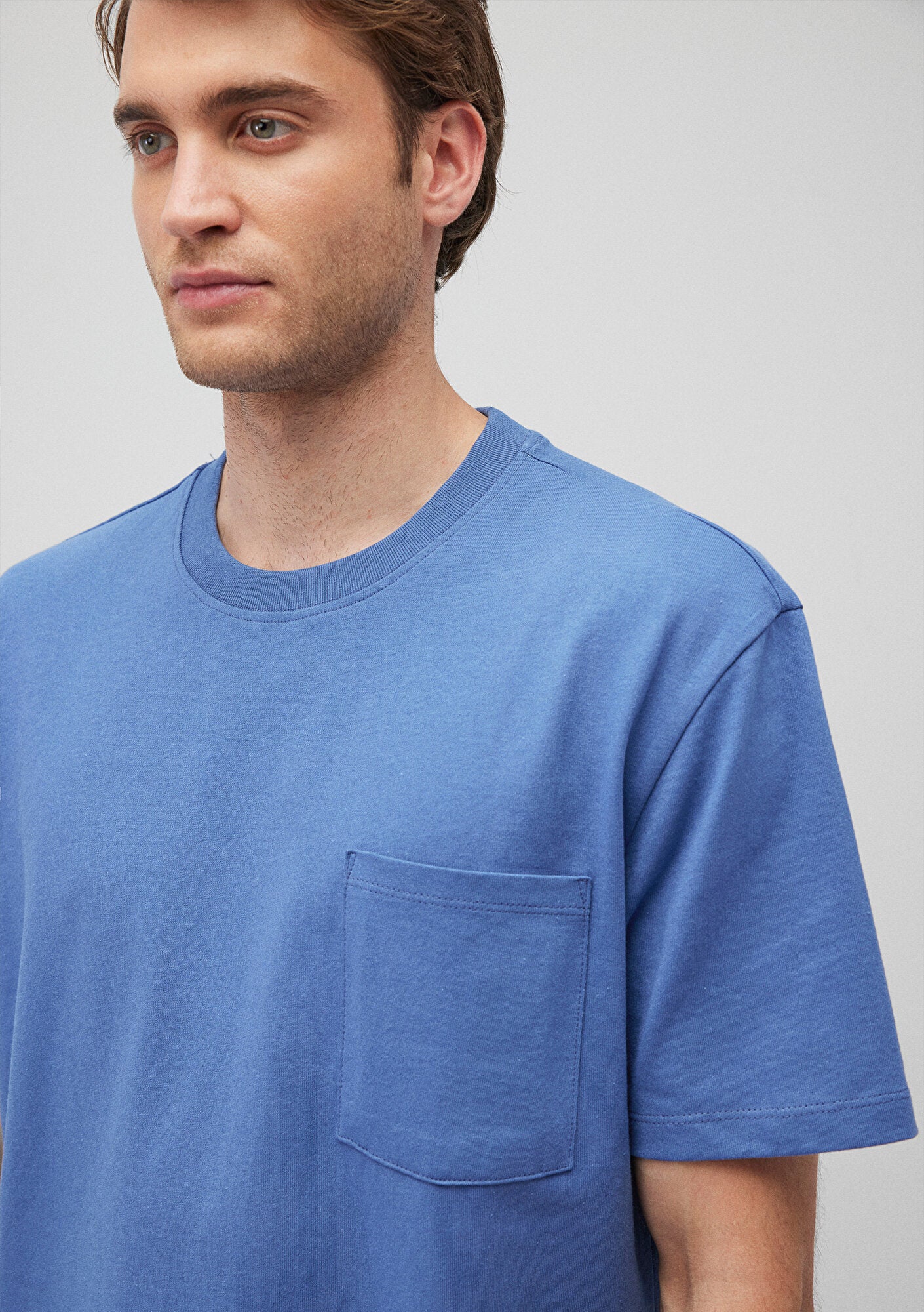 Basic Blue T Pocket Detailed Blue Basic T-Shirt Mavi