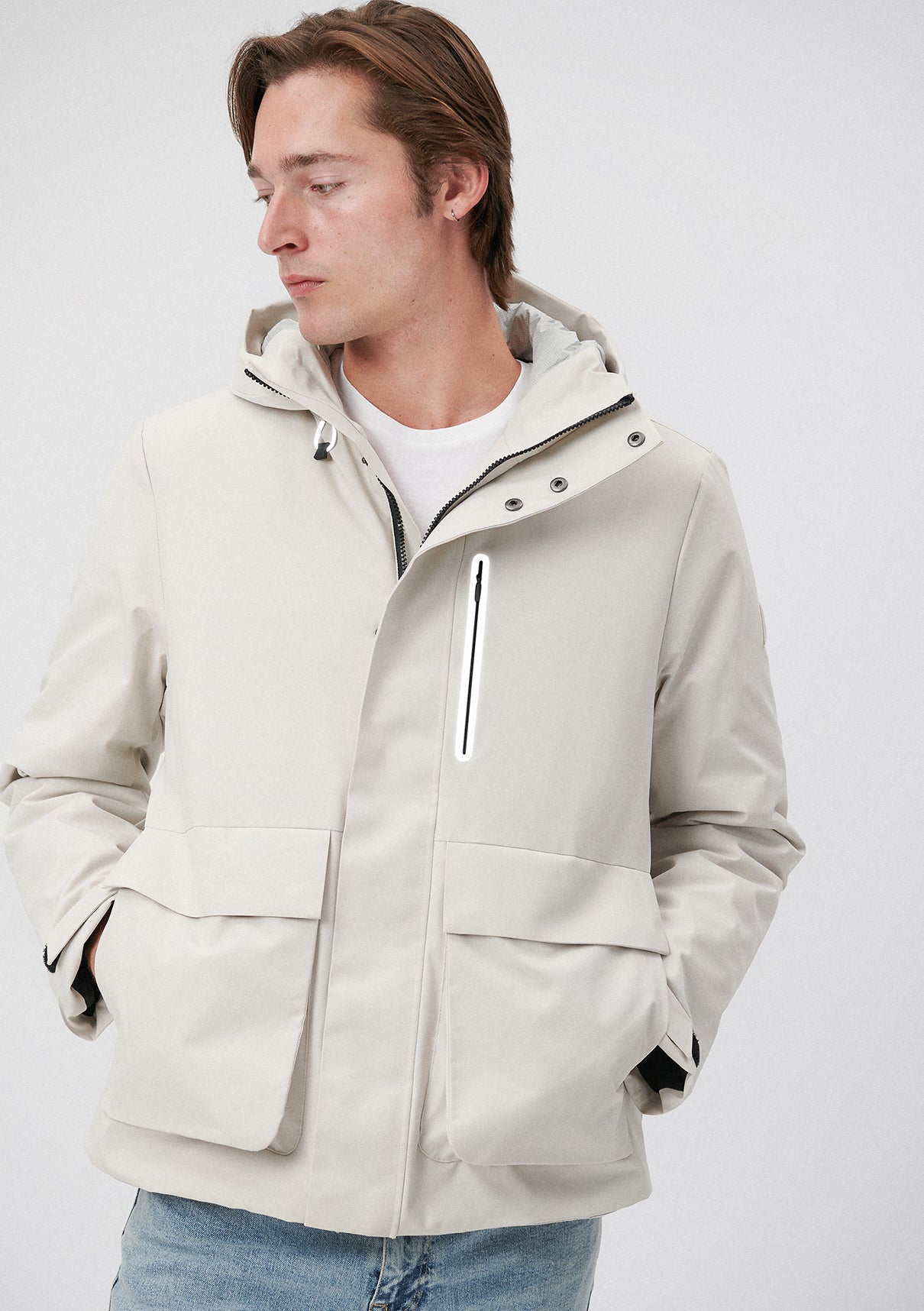 Jocket Bedge Color Hooded Beige Jacket Mavi