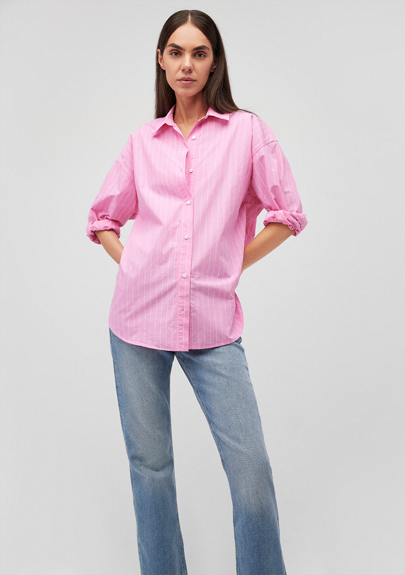 Pink Variant Pink Striped Shirt Mavi