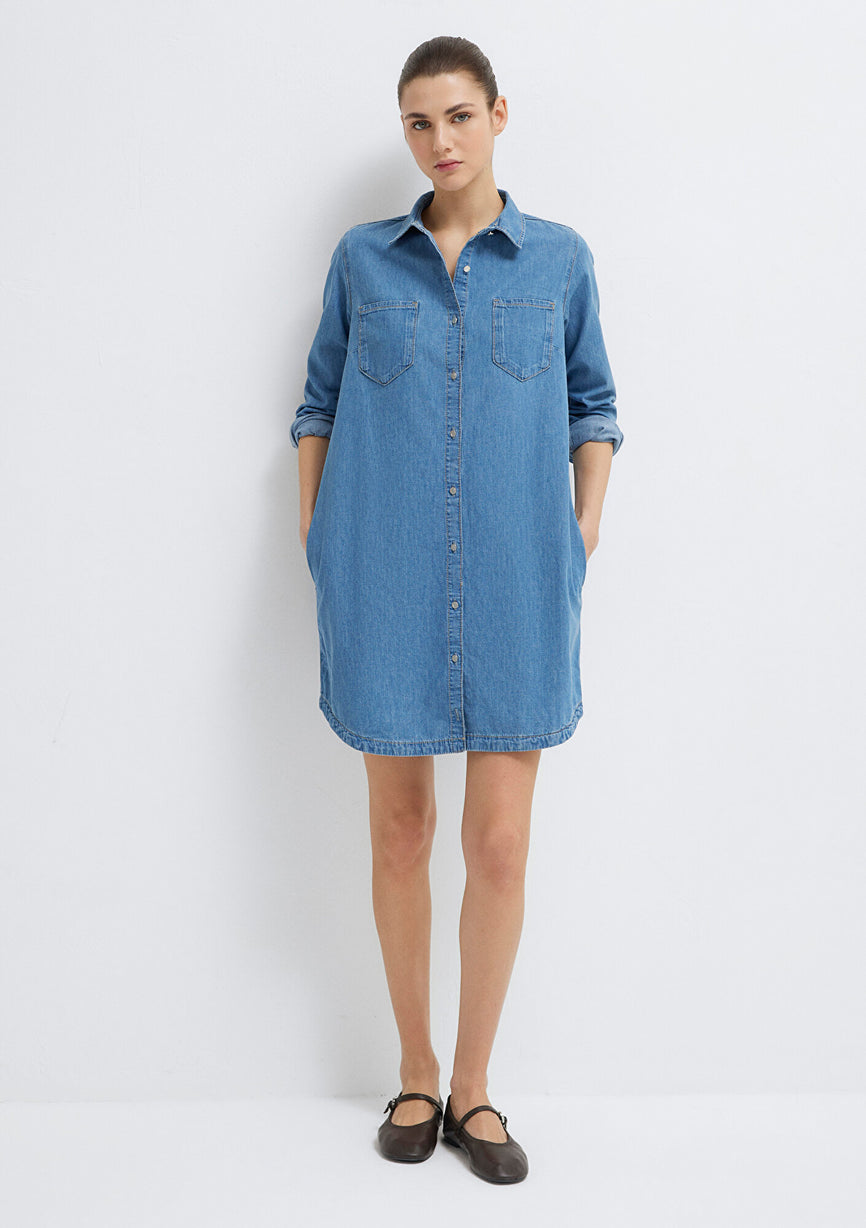 mavi denim dress Mavi Women's Simla Pocket Dress In Light Blue Gold