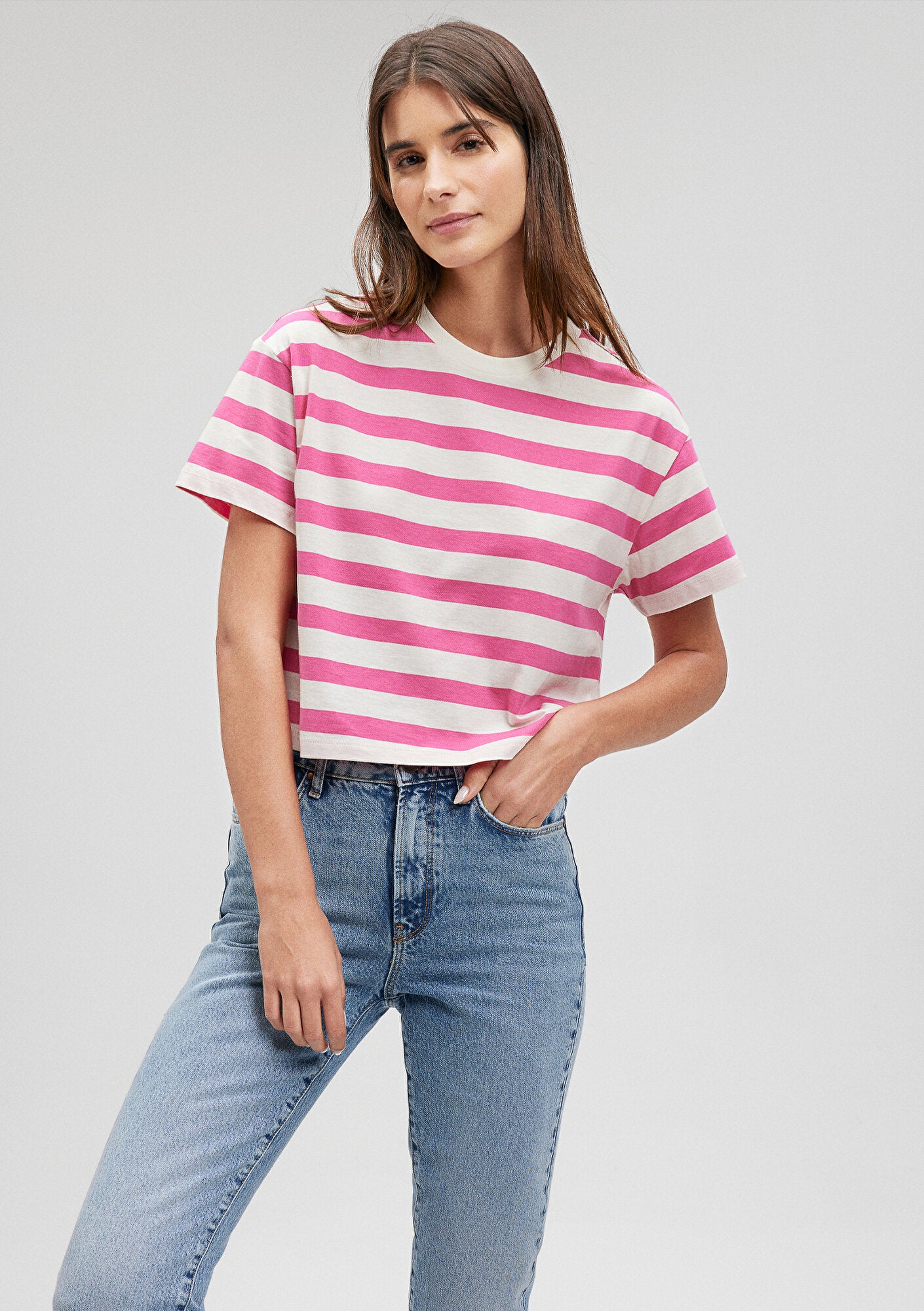 Pink Variant Striped Pink T-Shirt Mavi