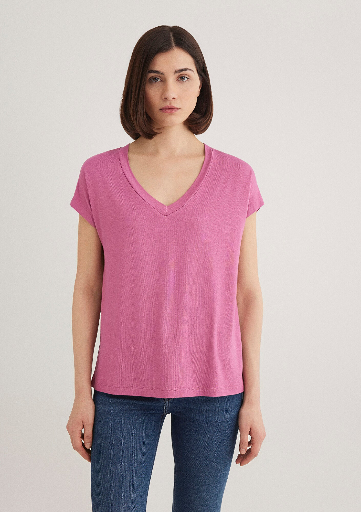 Pink Variant Pink Basic T-Shirt Mavi