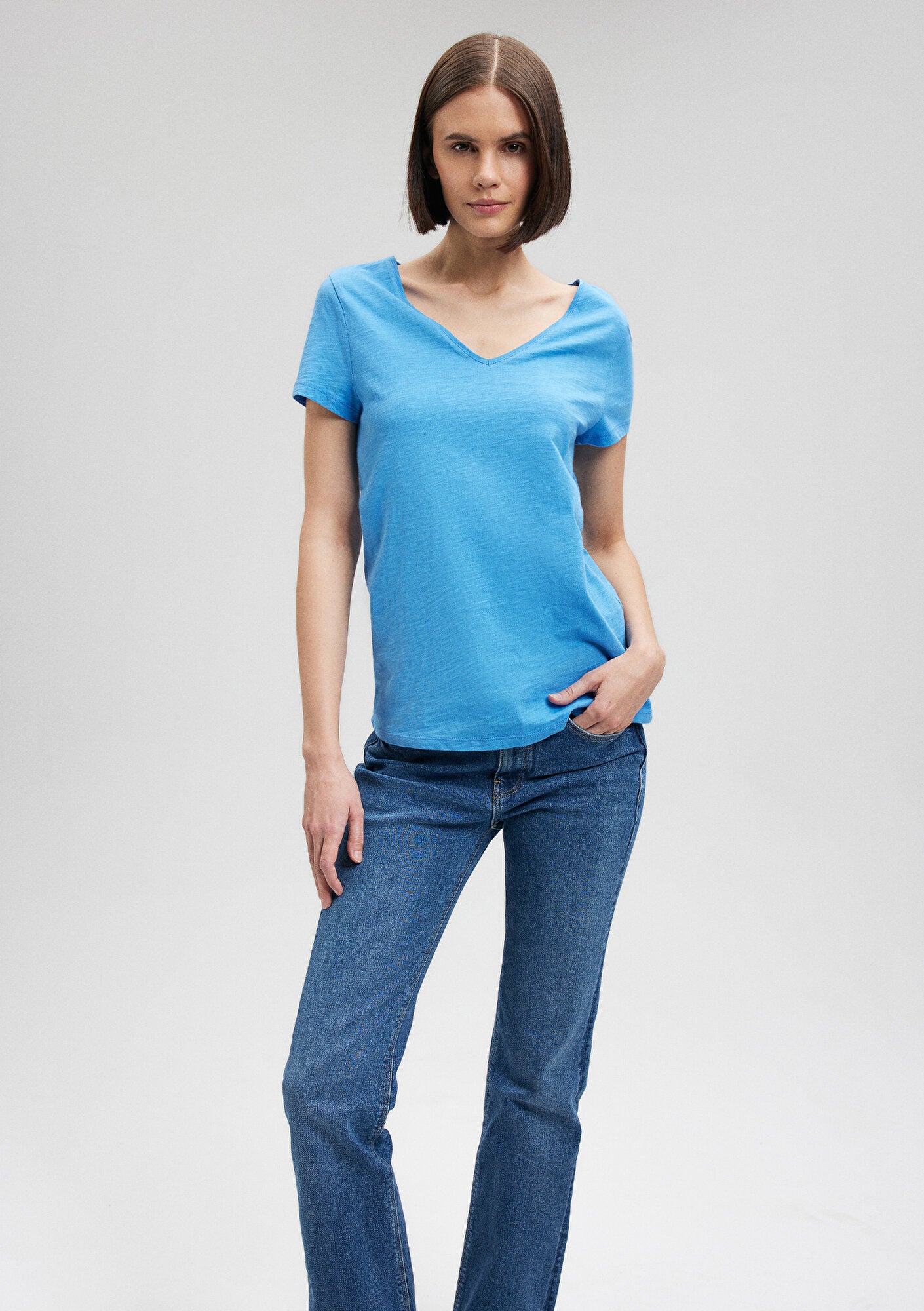 Basic Blue T Blue Basic T-Shirt Mavi