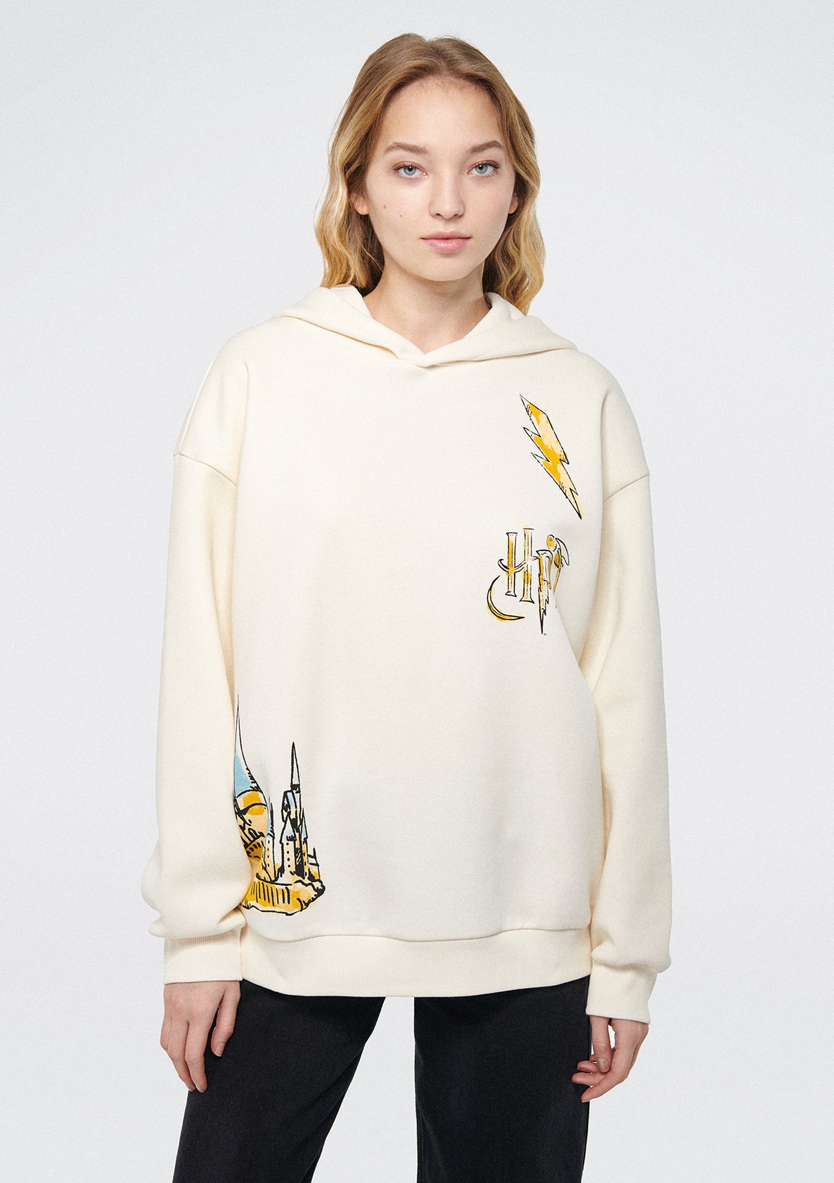 Harry Potter Printed White Sweatshirt Mavi