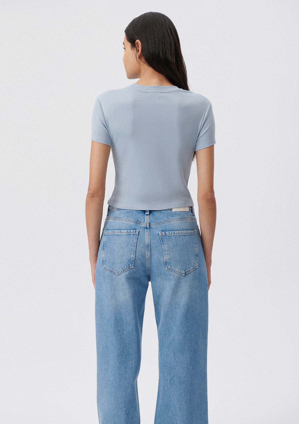 Basic Blue T Crew Neck Blue Basic T-Shirt Mavi