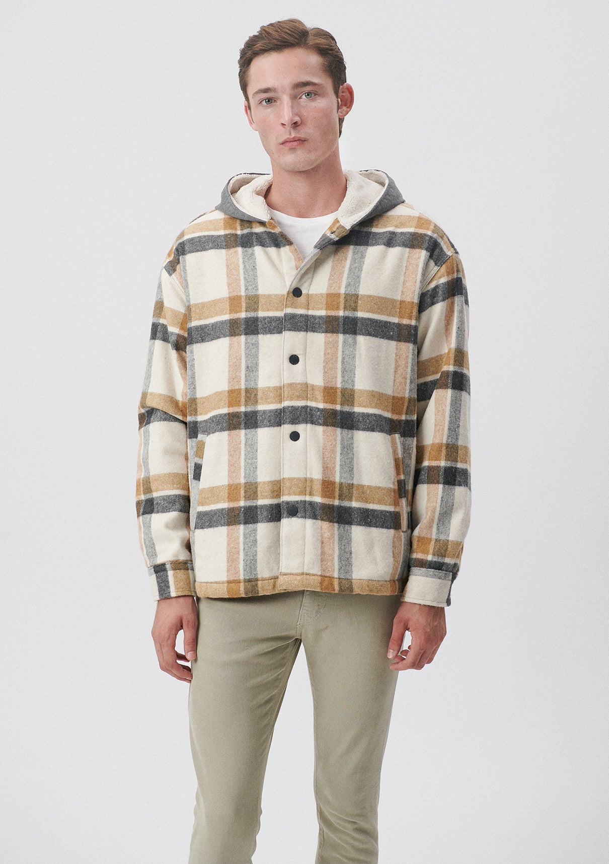 Jocket Bedge Color Beige Checkered Jacket Mavi